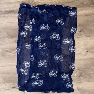 Navy Blue Bicycle Infinity Scarf Wrap